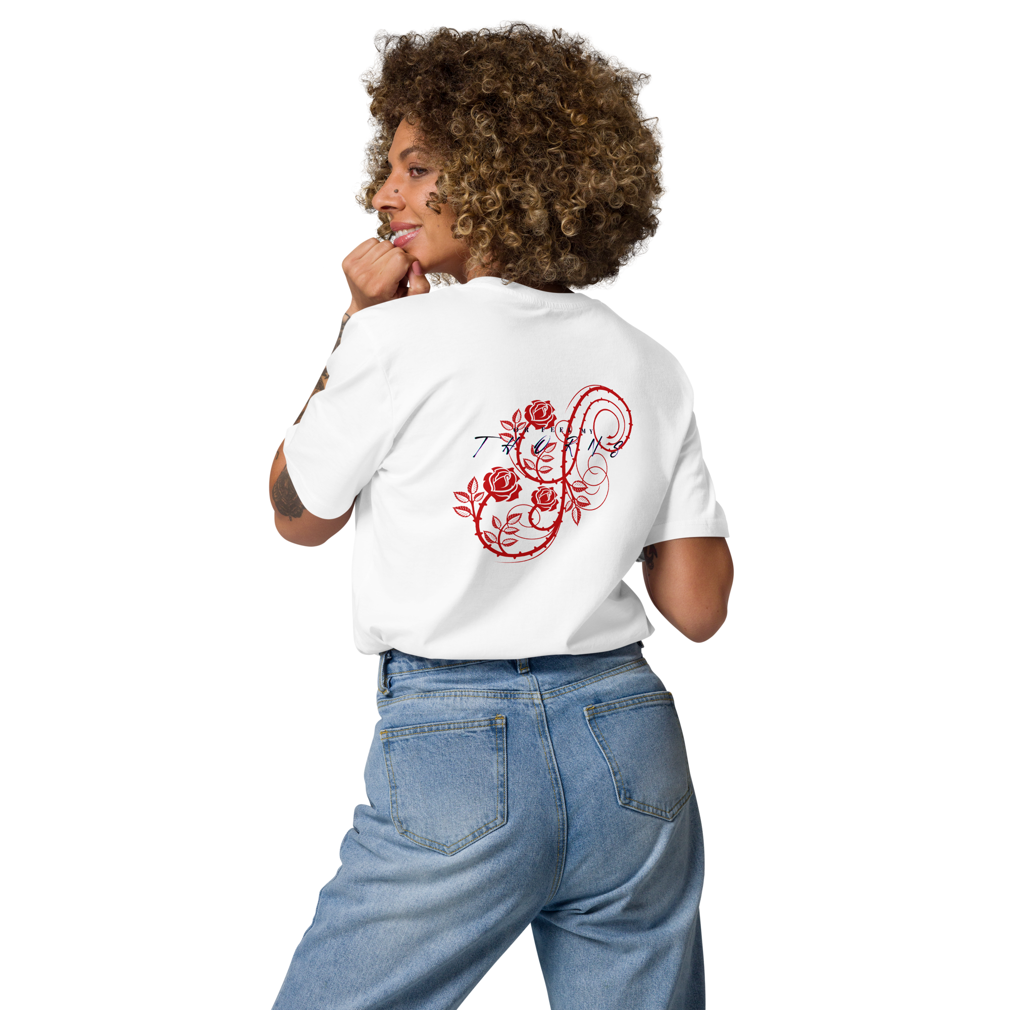 Give me my Roses Organic Cotton T-shirt (Gray/White)