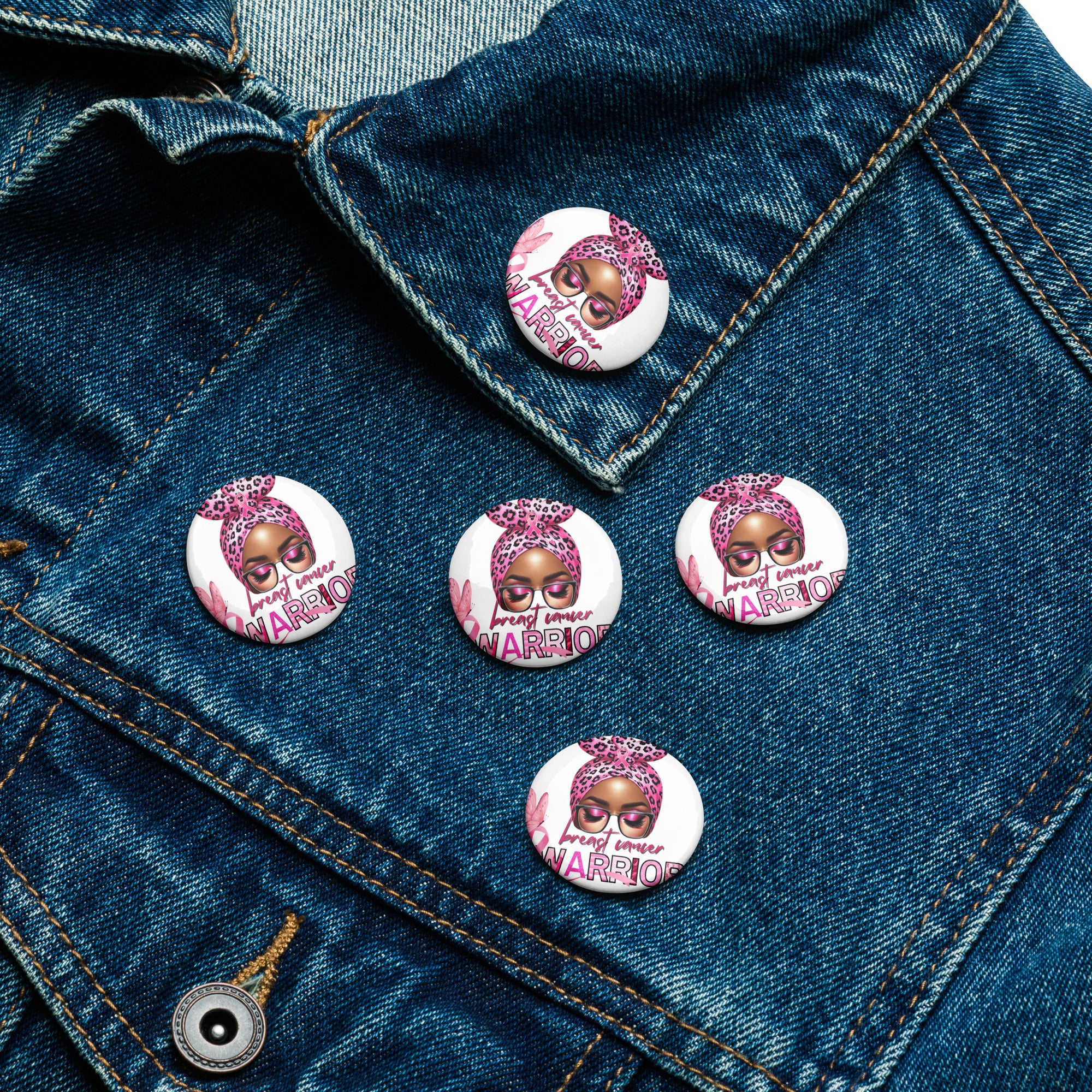 Breast Cancer Warrior Set of pin buttons