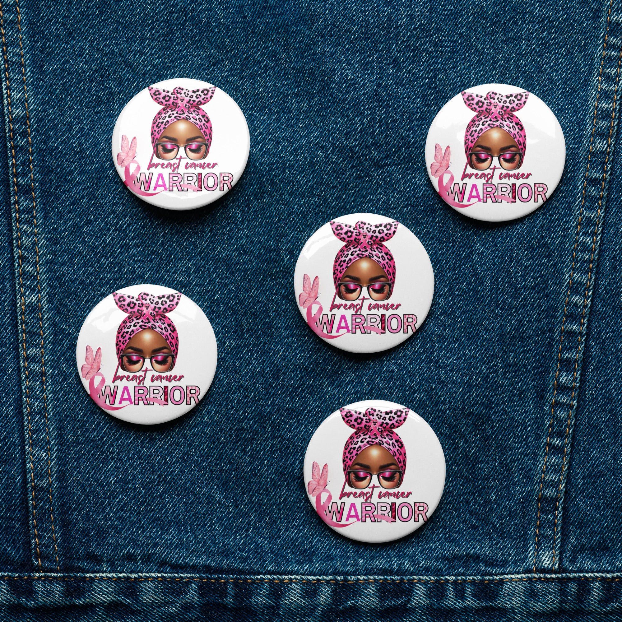 Breast Cancer Warrior Set of pin buttons