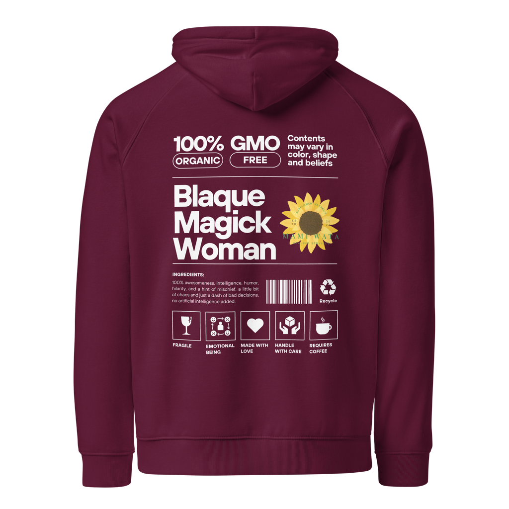 Blaque Magick Woman Embroidered Unisex Eco Raglan Hoodie