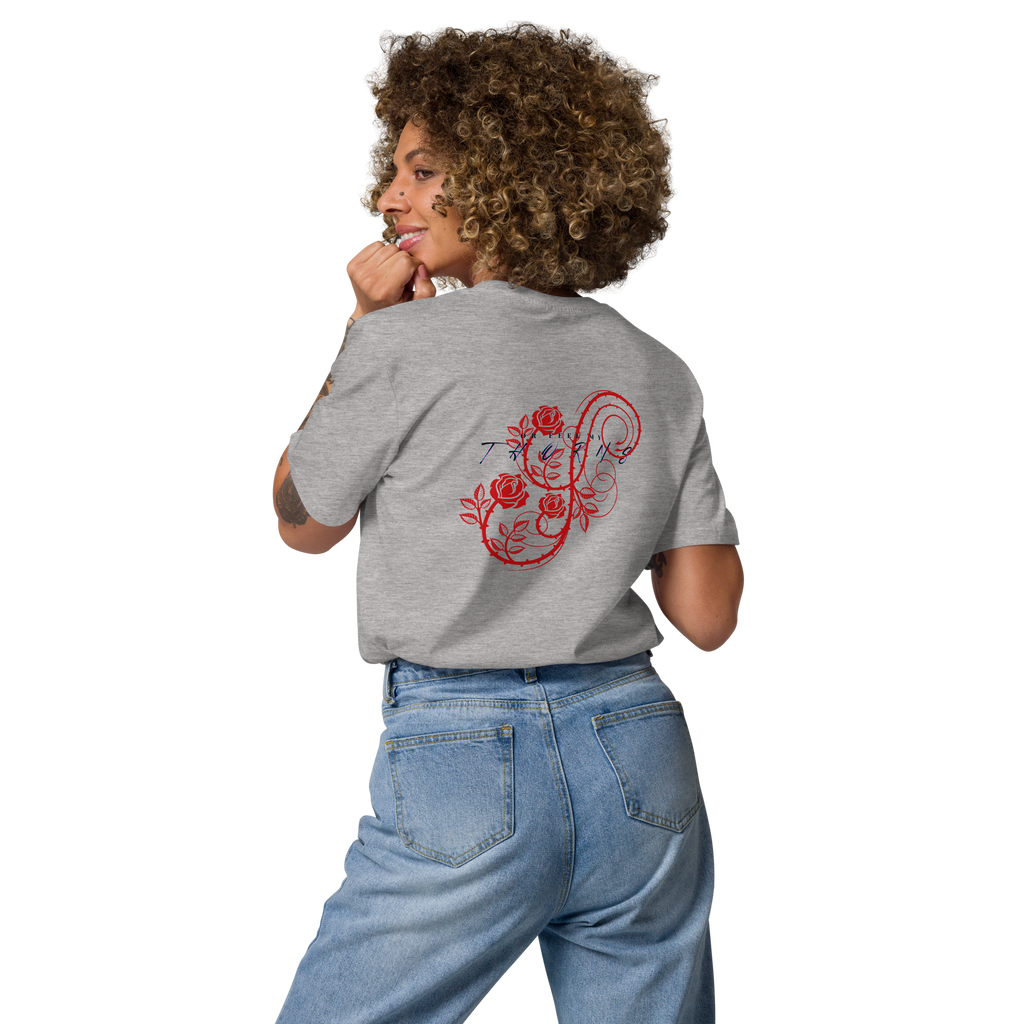 Give me my Roses Organic Cotton T-shirt (Gray/White)
